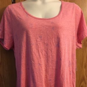 Pink LulaRoe Classic Tee with purple arrows 3X NWT